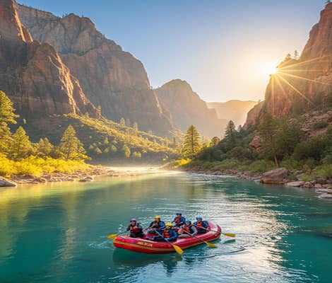 Scenic mountain landscape along the river
